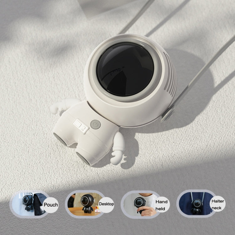 MF040 Mini Portable Leafless USB Hanging Neck Handheld Spaceman Fan(Black) - Consumer Electronics by buy2fix | Online Shopping UK | buy2fix