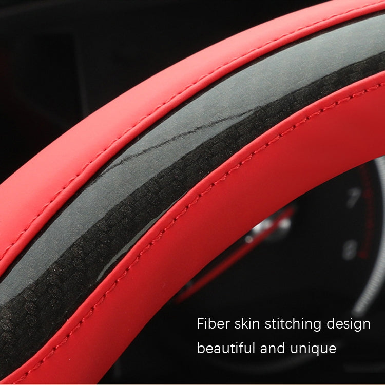 Leather Carbon Fiber Stitching Car Steering Wheel Set, Diameter: 38cm(Black Blue Round) - In Car by buy2fix | Online Shopping UK | buy2fix