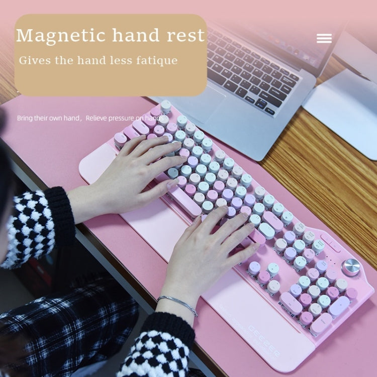 Mofii GEEZER G7 107 Keys Wired / Wireless / Bluetooth Three Mode Mechanical Keyboard, Cable Length: 1.5m(Barbie Pink) - Wireless Keyboard by Mofii | Online Shopping UK | buy2fix