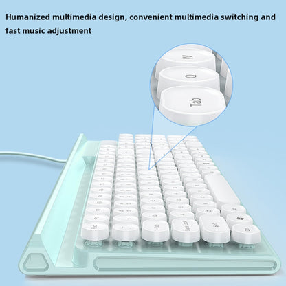 LANGTU L3 102 Keys Anti-Spill Silent Office Wired Mechanical Keyboard, Cable Length: 1.5m(White Green) - Wired Keyboard by LANGTU | Online Shopping UK | buy2fix