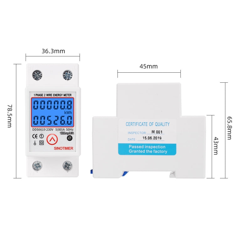 SINOTIMER DDS6619-526L-2 Can Reset Zero Backlight Display Single-phase Rail Electric Energy Meter - Consumer Electronics by SINOTIMER | Online Shopping UK | buy2fix