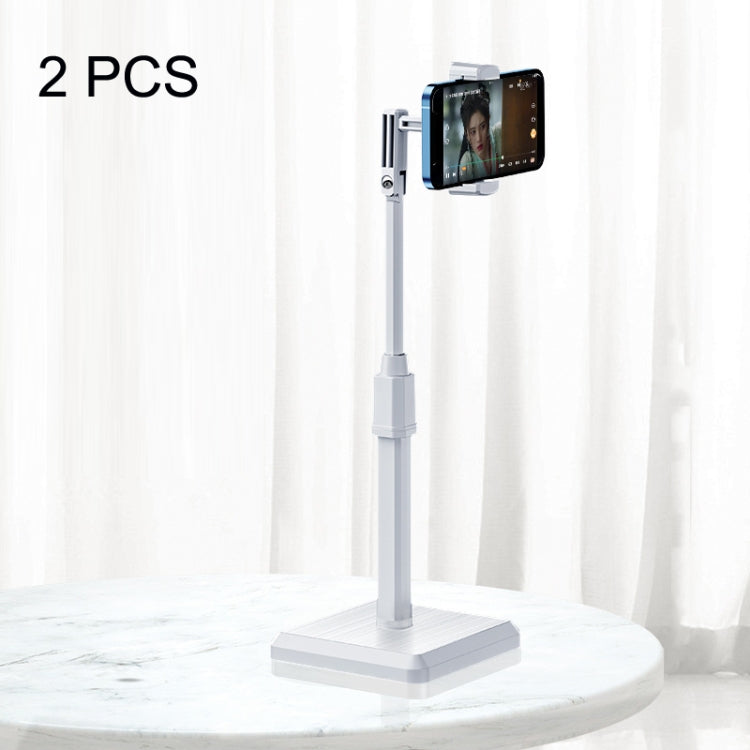 2 PCS Desktop Mobile Phone Live Broadcast Bracket Online Class Telescopic Floor Stand(Ivory White) - Consumer Electronics by buy2fix | Online Shopping UK | buy2fix
