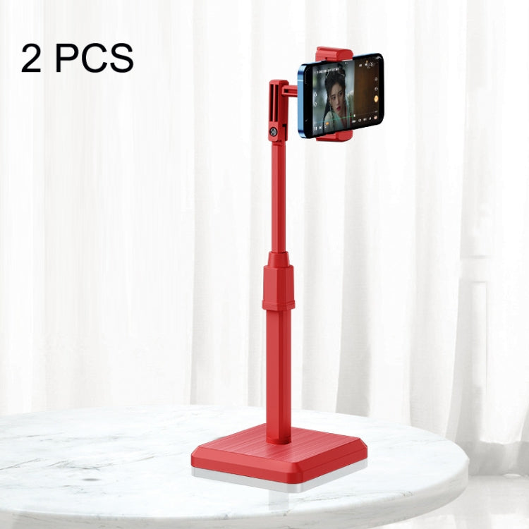 2 PCS Desktop Mobile Phone Live Broadcast Bracket Online Class Telescopic Floor Stand(Lucky Red) - Consumer Electronics by buy2fix | Online Shopping UK | buy2fix