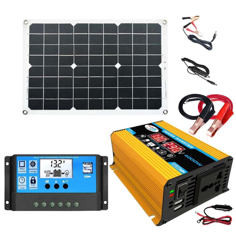 Solar Power System Inverter 30A Controller+18W 12V Solar Panel, Specification: Yellow 12V To 110V - Charger by buy2fix | Online Shopping UK | buy2fix