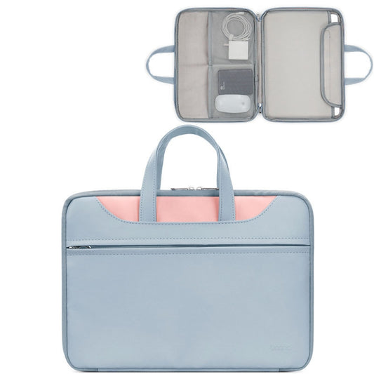 Baona BN-Q006 PU Leather Full Opening Laptop Handbag For 11/12 inches(Sky Blue+Pink) - 12.1 inch by Baona | Online Shopping UK | buy2fix