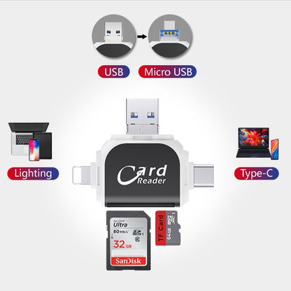 R015 USB2.0 & Micro USB+8Pin+Type-C 4 In 1 Card Reader Supports SD/TF Card(Rose Gold) -  by buy2fix | Online Shopping UK | buy2fix