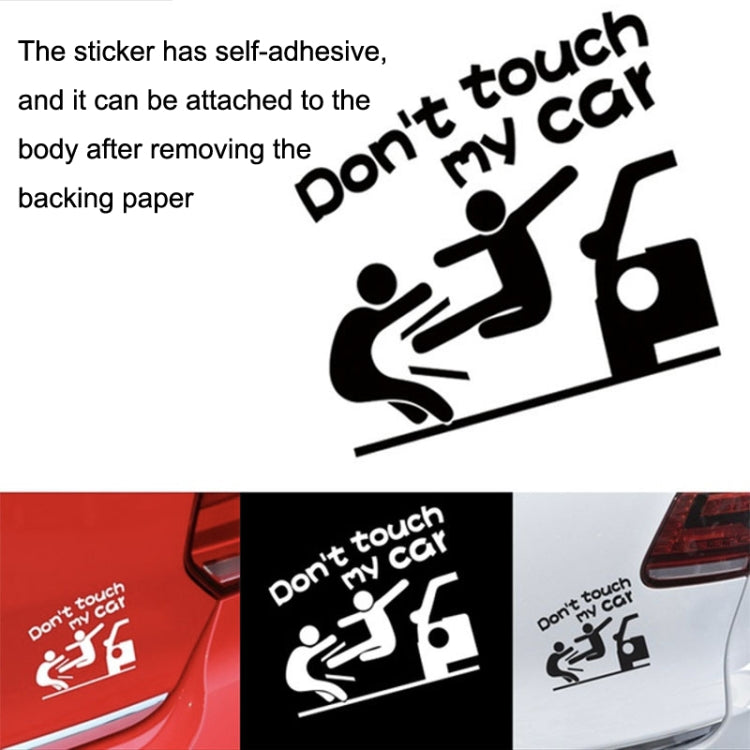 10PCS Reflective Funny Text Do Not Touch My Car Car Sticker(White) - In Car by buy2fix | Online Shopping UK | buy2fix