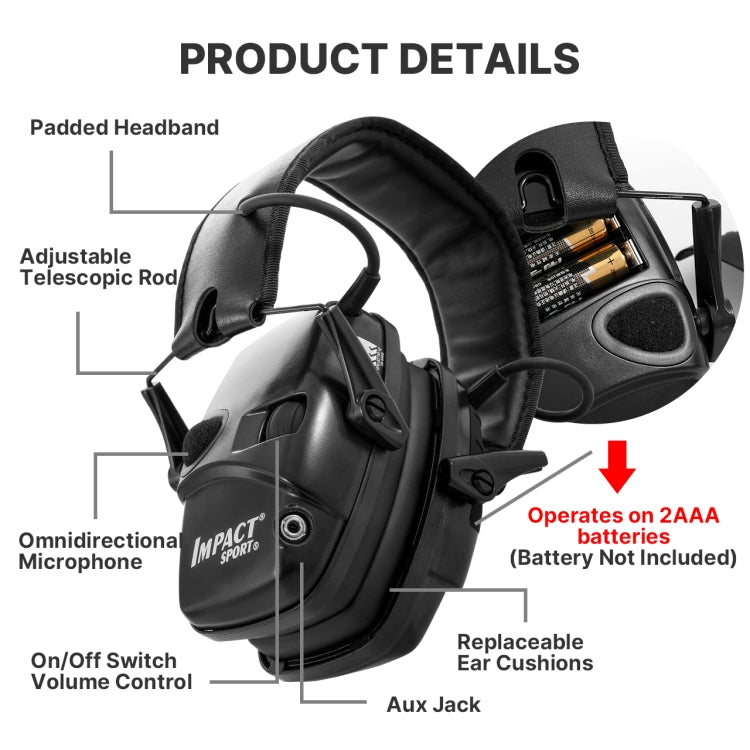 Noise-cancelling Headphones Noise-isolating Earmuffs For Outdoor Work(Black) - Workplace Safety Supplies by buy2fix | Online Shopping UK | buy2fix