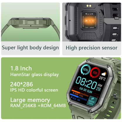 KR06 1.8 Inch Heart Rate Blood Pressure Monitoring Smart Calling Watch(Black) - Smart Wear by buy2fix | Online Shopping UK | buy2fix