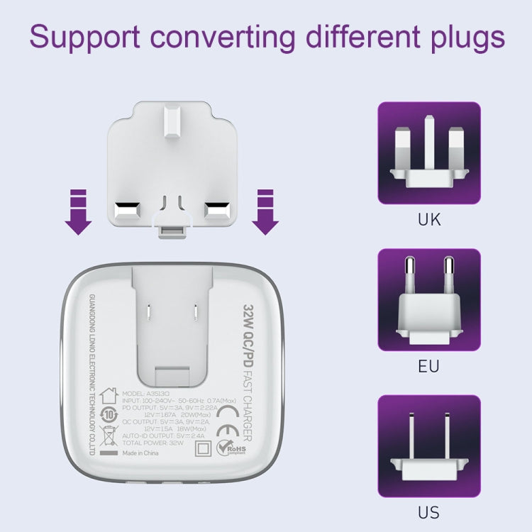 LDNIO A3513Q 32W QC3.0 3 USB Ports Phone Adapter EU Plug with Micro USB Cable - USB Charger by LDNIO | Online Shopping UK | buy2fix