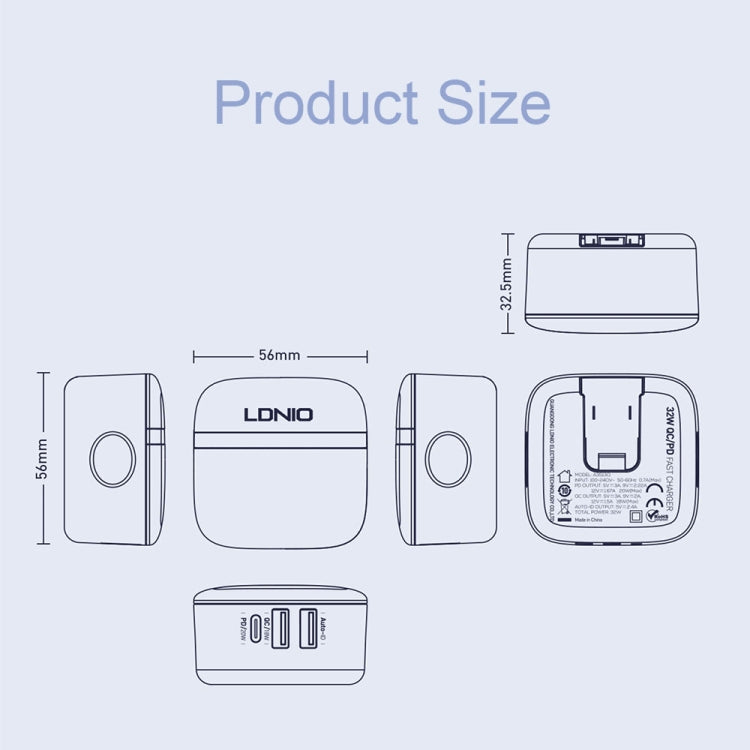 LDNIO A3513Q 32W QC3.0 3 USB Ports Phone Adapter EU Plug with 8 Pin Cable - USB Charger by LDNIO | Online Shopping UK | buy2fix