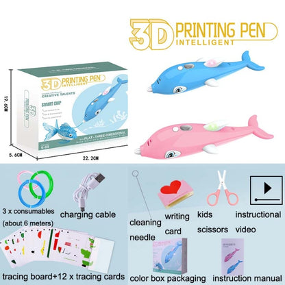 Children 3D Printing Pen Low Temperature Intelligent Screen Display Voice Drawing Pen, Style:, Color: 23 Colors (Blue) - Consumer Electronics by buy2fix | Online Shopping UK | buy2fix