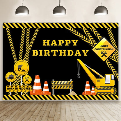 1.5m x 1m  Construction Vehicle Series Happy Birthday Photography Background Cloth(MSD00212) - Camera Accessories by buy2fix | Online Shopping UK | buy2fix