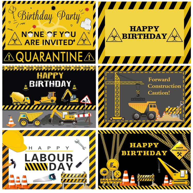 1.5m x 1m  Construction Vehicle Series Happy Birthday Photography Background Cloth(Mdv00968) - Camera Accessories by buy2fix | Online Shopping UK | buy2fix