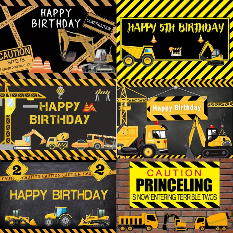 1.2m x 0.8m Construction Vehicle Series Happy Birthday Photography Background Cloth(11400155) - Camera Accessories by buy2fix | Online Shopping UK | buy2fix