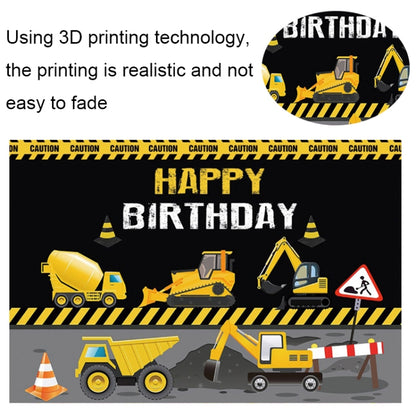 1.2m x 0.8m Construction Vehicle Series Happy Birthday Photography Background Cloth(11400155) - Camera Accessories by buy2fix | Online Shopping UK | buy2fix