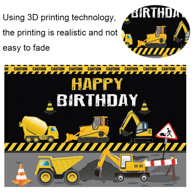 1.2m x 0.8m Construction Vehicle Series Happy Birthday Photography Background Cloth(12008733) - Camera Accessories by buy2fix | Online Shopping UK | buy2fix