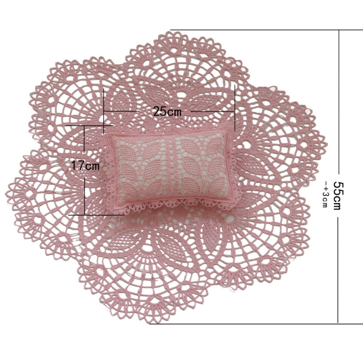 Hollow Lace Round Blanket + Pillow Suit Baby Photography Props(Pink) - Camera Accessories by buy2fix | Online Shopping UK | buy2fix