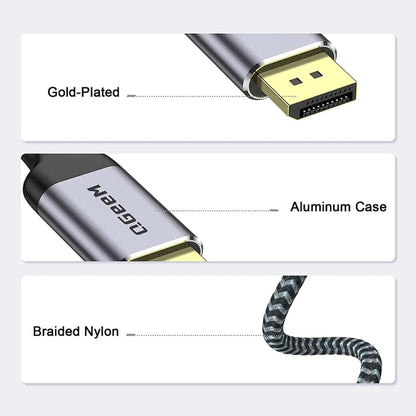 QGeeM QG-UA13 Type-C To DP 4K 60Hz Nylon Braided Adapter Cable, Length: 1.8m - Cable & Adapters by QGeeM | Online Shopping UK | buy2fix