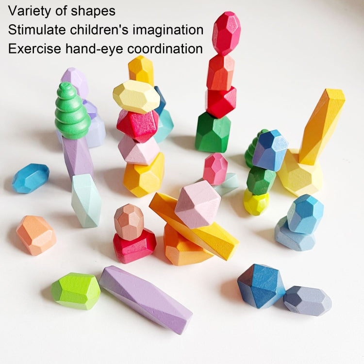 20 Grains Colorful C Children Early Teachings Stack Stone Building Blocks Wood Stack Stone Toys - Building Blocks by buy2fix | Online Shopping UK | buy2fix