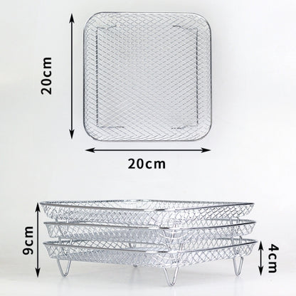 Air Fryer Accessories Three-Layer Steam Rack Stackable Dehydration Rack(Square) - Home & Garden by buy2fix | Online Shopping UK | buy2fix