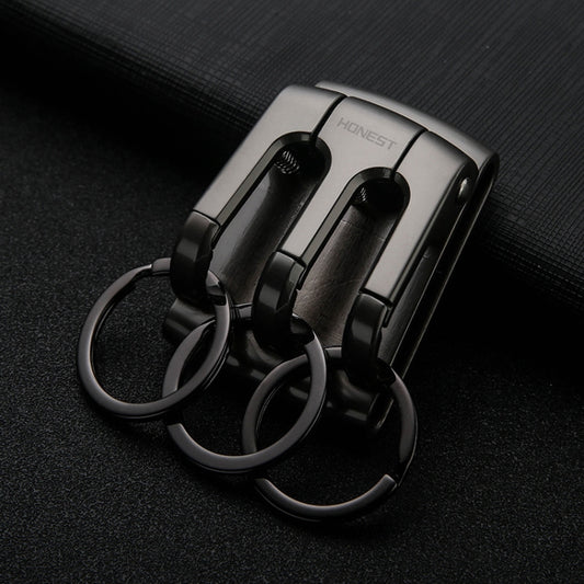 HONEST 3-ring Car Keychain Waist-hanging Anti-loss Keychain For Men(Black) - In Car by HONEST | Online Shopping UK | buy2fix