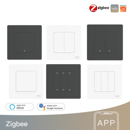 Tuya ZigBee Smart Single-fire Zero-fire Sharing Timing Voice Wall Switch EU Plug, Style: 1 Way (White) - Consumer Electronics by buy2fix | Online Shopping UK | buy2fix