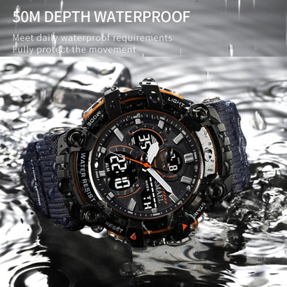 SMAEL 8079 Outdoor Multifunctional Dual Display Dial Waterproof Sports Watch(Black Silver) - Sport Watches by SMAEL | Online Shopping UK | buy2fix