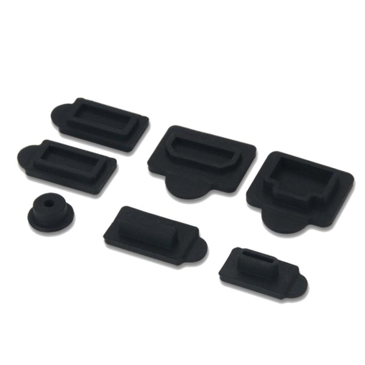 For PS5 2sets 7pcs/Set Dust Plug Silicone Dust Protector Anti-Dust Cover(Black) - Repair & Spare Parts by buy2fix | Online Shopping UK | buy2fix