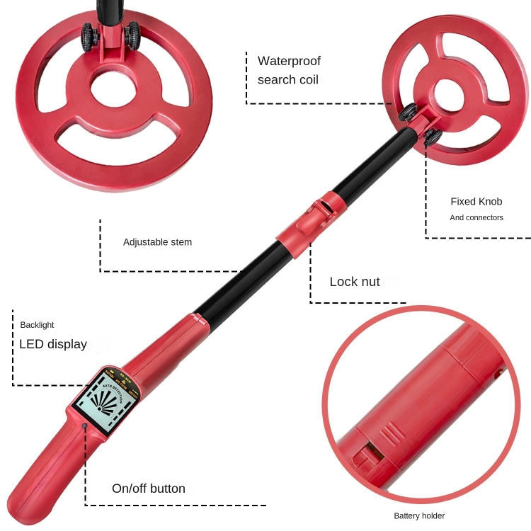 MD3006 Metal Detector Outdoor Treasure Hunter Toys Children Science Detector(Red) - Consumer Electronics by buy2fix | Online Shopping UK | buy2fix