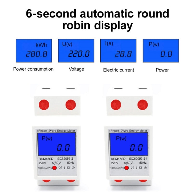 DDM15SD 5 (32) A Single-phase Multi-function Rail Meter with Backlight LCD Display - Current & Voltage Tester by buy2fix | Online Shopping UK | buy2fix