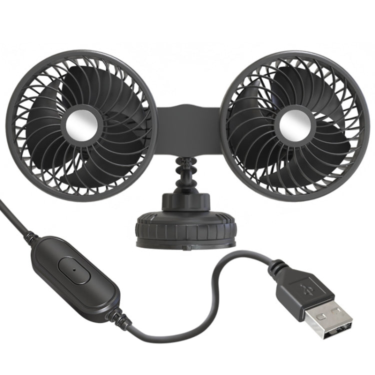 F6026 Large Suction Cup Vehicle-Mounted Double-Head Fan, Model: USB - Heating & Fans by buy2fix | Online Shopping UK | buy2fix