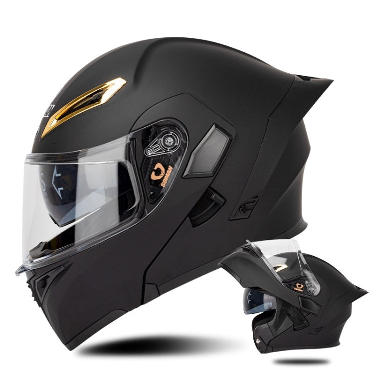 SOMAN Motorcycle Dual Lens Riding Peel-Off Full Coverage Helmet, Size: L(Matt Black) - Helmets by SOMAN | Online Shopping UK | buy2fix