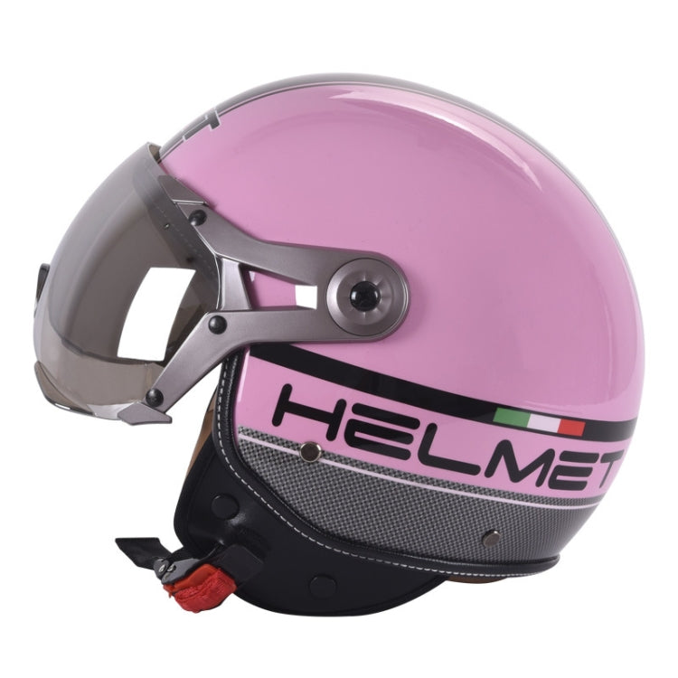 GXT Electric Vehicle Half Cover Helmet Four Seasons Retro Helmet, Size: M(Pink Flower) - Helmets by GXT | Online Shopping UK | buy2fix