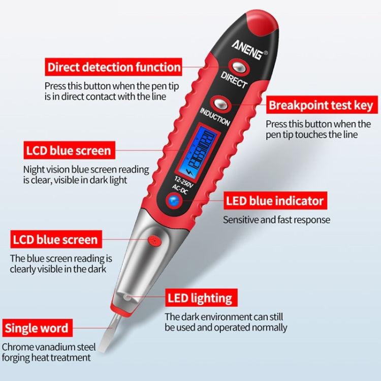 ANENG VD700 2pcs Sound and Light Alarm Non-contact Digital Display Sensor Multi-function Test Pen(Black Yellow) - Voltage Detector by ANENG | Online Shopping UK | buy2fix