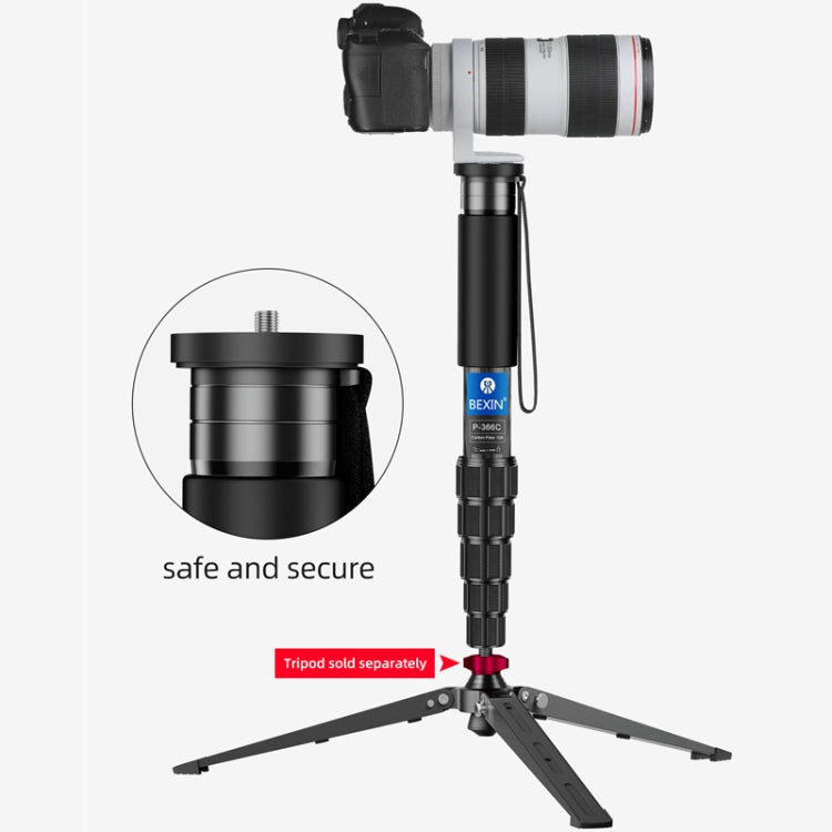 BEXIN P366CF-S Carbon Fiber Monopod Travel Shooting Mobile Phone Live Selfie Bracket Retractable Portable Monopod - Monopods by BEXIN | Online Shopping UK | buy2fix