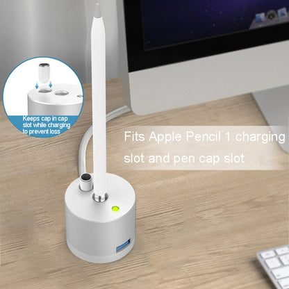 For Apple Pencil 1 USB Charging Adapter Metal Base With LED Indicator, Color: Black - Pencil Accessories by buy2fix | Online Shopping UK | buy2fix