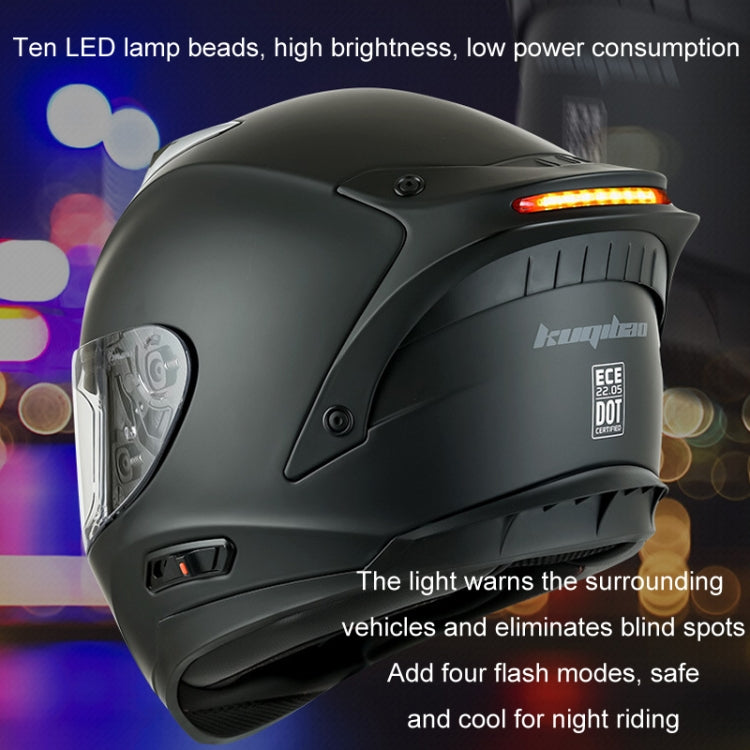 KUQIBAO Motorcycle Dual Lens Anti-Fog Helmet With LED Light, Size: XXL(White) - Helmets by KUQIBAO | Online Shopping UK | buy2fix