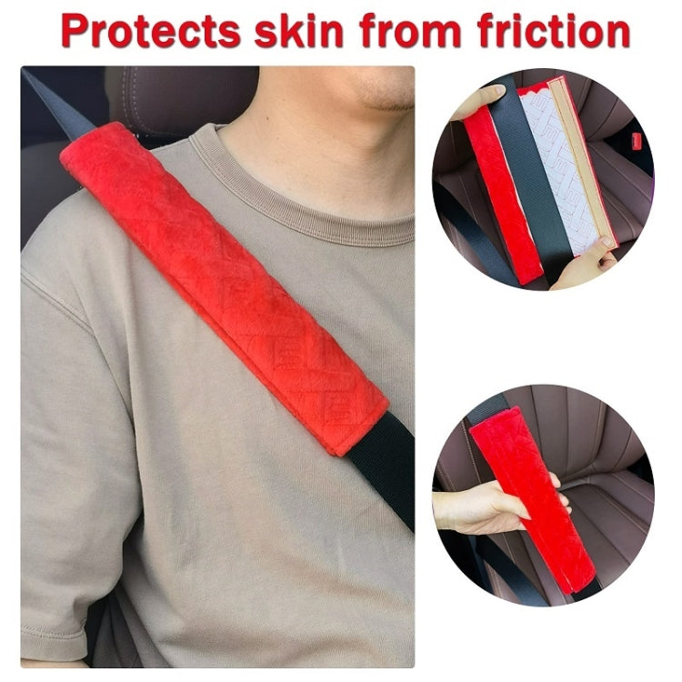 1pair Car Plush Seat Belt Embroidered Shoulder Pad Cover(Black) - Seat Belts & Padding by buy2fix | Online Shopping UK | buy2fix