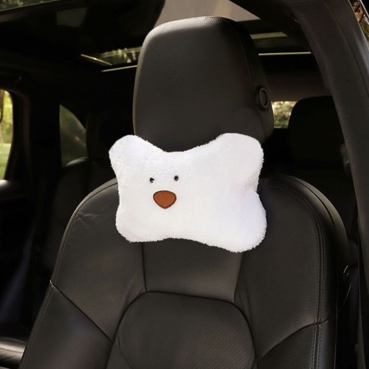 Car Cartoon Bear Plush Seat Upholstery Pillow, Color: Headrest White - Seat Accessories by buy2fix | Online Shopping UK | buy2fix