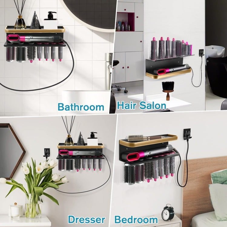 For Dyson Airwrap Wall-mounted Shelf Storage Rack, Color: B Type Black Gold - Shelves by buy2fix | Online Shopping UK | buy2fix