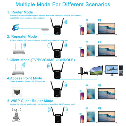 PIX-LINK 2.4G 300Mbps WiFi Signal Amplifier Wireless Router Dual Antenna Repeater(UK Plug) - Wireless Routers by PIX-LINK | Online Shopping UK | buy2fix