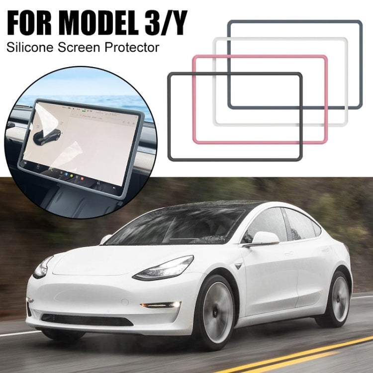 For Tesla Model3/Y Screen Bumper Protective Cover Silicone Frame(White) - Car Interior Mouldings by buy2fix | Online Shopping UK | buy2fix