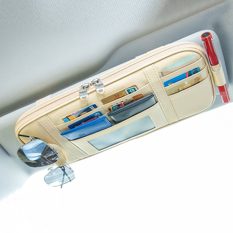 Car Driver License Storage Bag Sun Visor Sunglasses Card Holder, Color: Beige - Sunglasses & Glasses Clips by buy2fix | Online Shopping UK | buy2fix