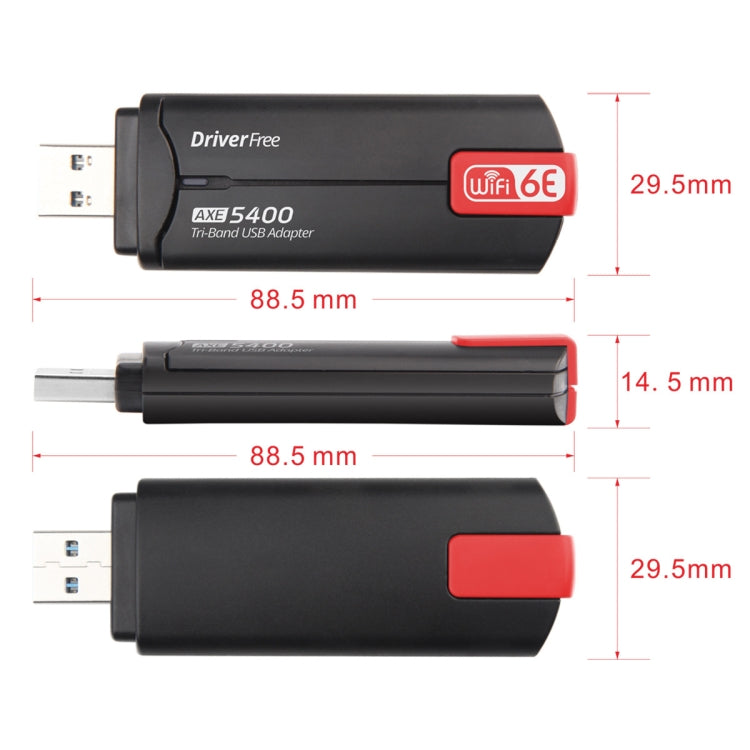 AX5400M 2.4G/5G/6G WIFI 6E Standard USB 3.0 Network Card WIFI Transmitter Receiver(Red) - USB Network Adapter by buy2fix | Online Shopping UK | buy2fix