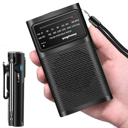 J-180 Portable Pointer FM/AM Two-Band Radios With Carrying Clip, Style: Regular Version(Black) - Radio Player by buy2fix | Online Shopping UK | buy2fix