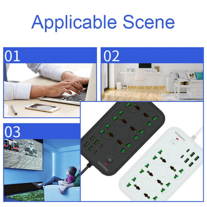 T24 2m 3000W 6 Plugs + PD + 4-USB Ports Multifunctional Flame-Retardant Socket With Switch(US Plug) - Extension Socket by buy2fix | Online Shopping UK | buy2fix