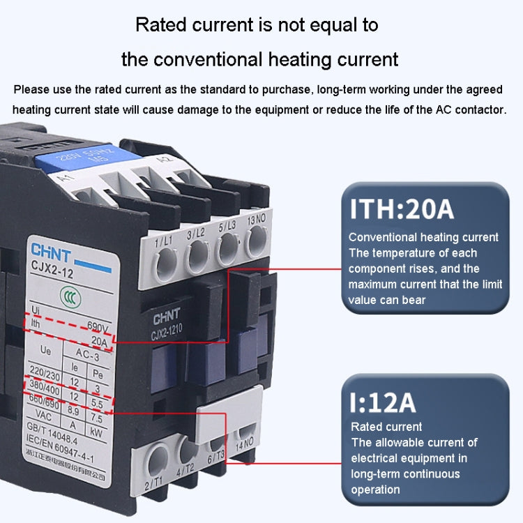 CHNT CJX2-1810 18A 220V Silver Alloy Contacts Multi-Purpose Single-Phase AC Contactor - Relays by CHNT | Online Shopping UK | buy2fix