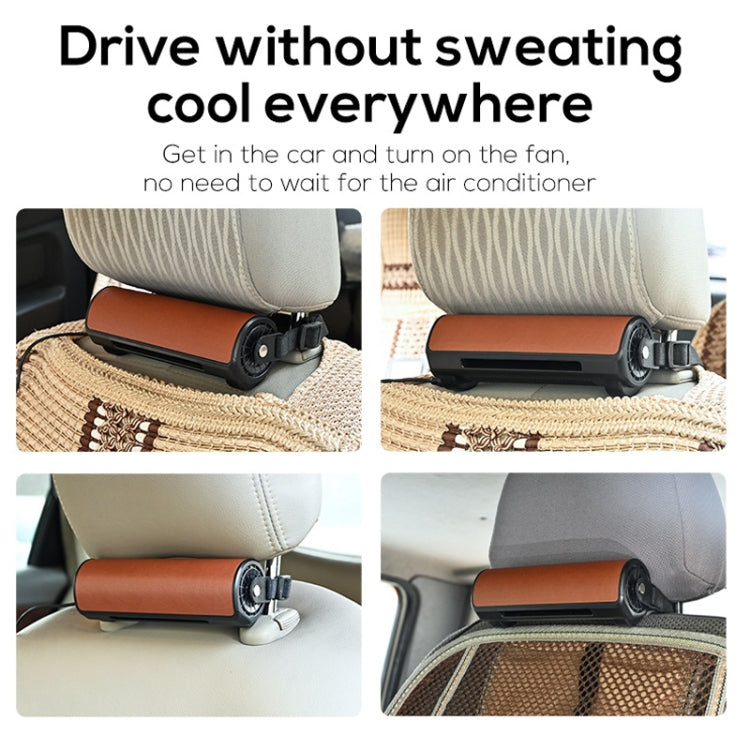 Car Portable USB Plug Rear Seat Headrest Fan(CF01 Brown) - Heating & Fans by buy2fix | Online Shopping UK | buy2fix