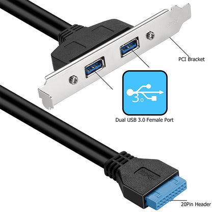 50CM USB3.0 Rear PCI Baffle Line Full Height Chassis DIY With Ear 20pin Transfer Cable(Blue) - USB 3.0 by buy2fix | Online Shopping UK | buy2fix